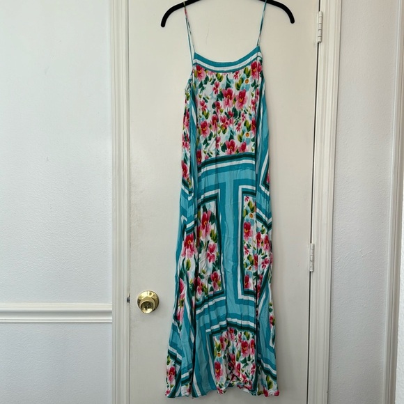 Zara Vibrant Blue Floral Summer Thin Strap Sundress Vacation Festival Size Small - Picture 2 of 8